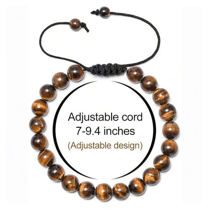 Handmade 8mm Tiger Eye & Lava Rock Bracelet – Natural Stone Protection Jewelry for Men’s Gift