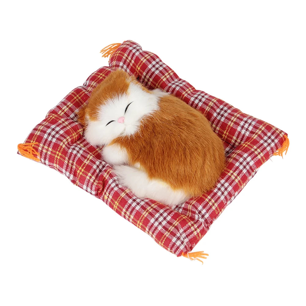 Cute Sleeping Kitten Plush Toy - Soft Cat Doll for Home Decor, Car Dashboard and Interior Ornaments