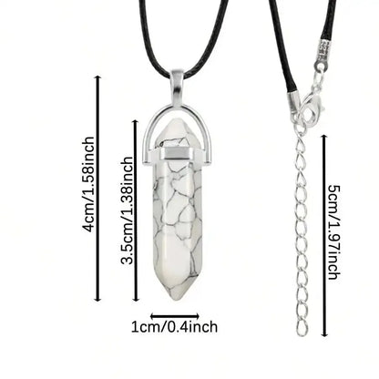 40/30PCS Hexagonal Chakra Crystal Pendant Set – Synthetic Quartz Points with Leather Necklace Chain & Storage Bag