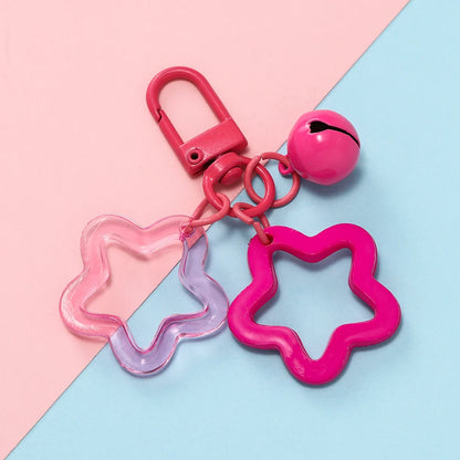 Hollow Star Bell Charm Keychain - Colorful Acrylic Bead Pendant for Bags, Lanyards & Jewelry Making Accessories