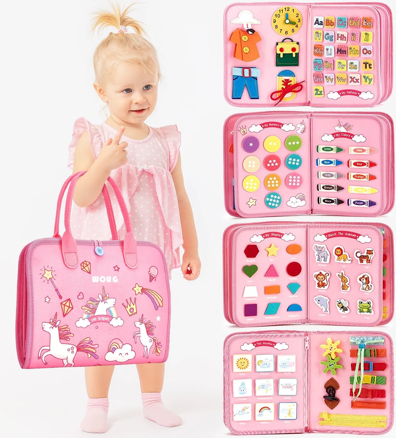 Montessori Busy Book – Portable Educational Toy for Toddlers, Travel Activity Board, Fine Motor Skills & Early Learning