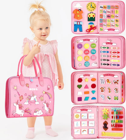 Montessori Busy Book – Portable Educational Toy for Toddlers, Travel Activity Board, Fine Motor Skills & Early Learning