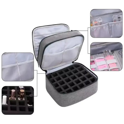 Women's Double Layer Nail Polish Storage Bag – Portable Travel Organizer for Essential Oils & Cosmetics
