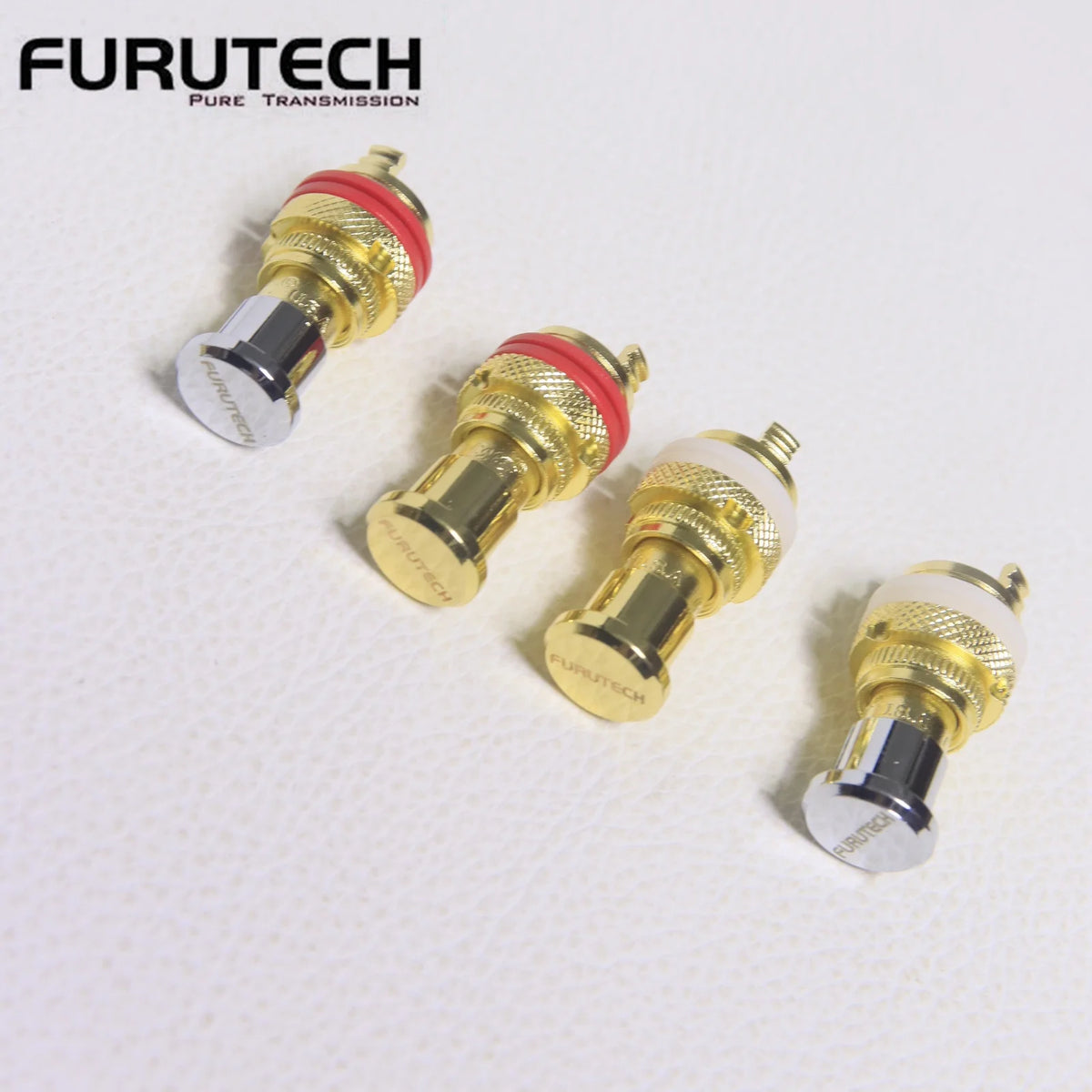 FURUTECH Gold-Plated RCA Protector Caps - Hi-End Copper Dust Covers, Noise-Shielding Plug Caps for Audio Connectors, 8–50 Pieces