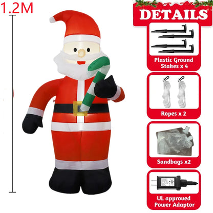 Inflatable Christmas Decorations – Tree, Snowman, Santa, Bear & Gingerbread Man with Built-in LED for Outdoor Garden & Party Decor