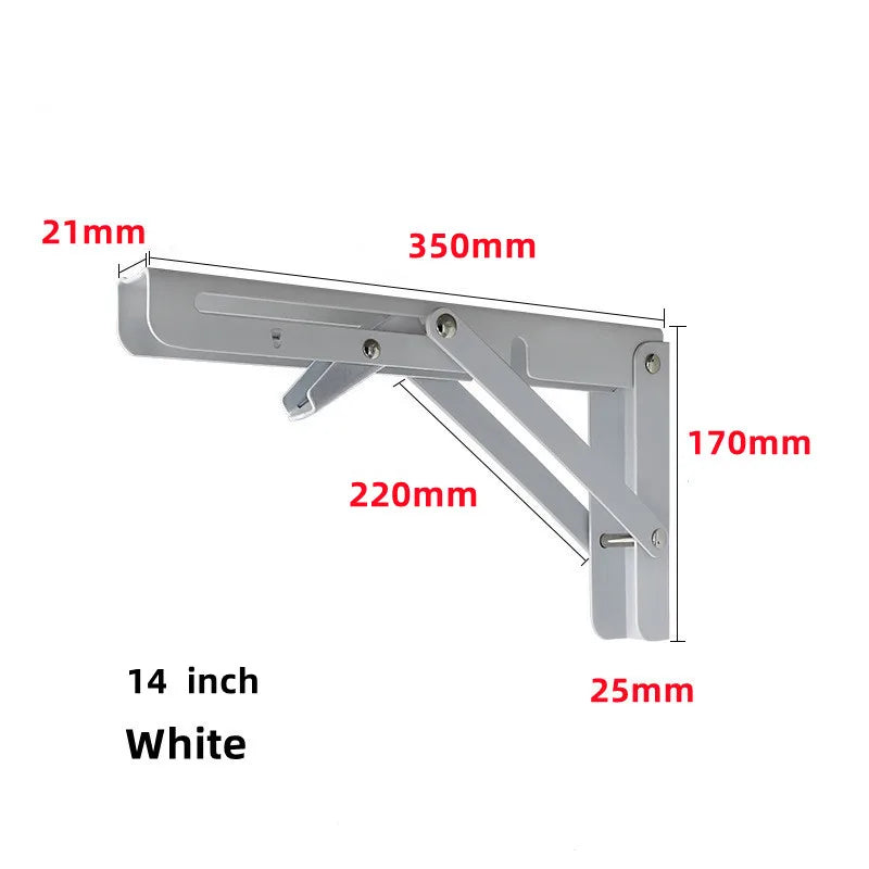 2pcs Heavy Duty Stainless Steel Folding Shelf Brackets | Collapsible Wall-Mounted L-Table Hinges for Bench & Table with Screws