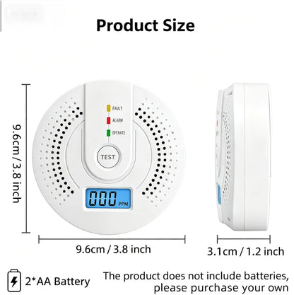 Standalone CO Gas Detector - LCD Carbon Monoxide Warning Sensor with UL2034 Standard Household Safety Alarm
