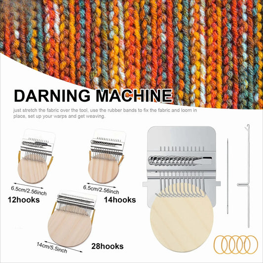 Speedweve Mini Mending Loom - Wooden & Metal DIY Textile Tool for Repairing Jeans, Clothes & Fabric Crafts