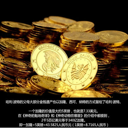 Harry Potter Gringotts Commemorative Coin Badge – Gold Galleon Money Bag Collectible, Birthday Gift