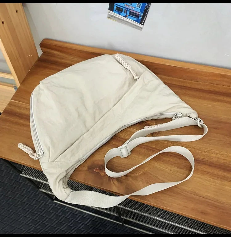 Trendy Women’s Soft Cloth Shoulder Bag | Solid Color Casual Crossbody & Hobo Bag for Students