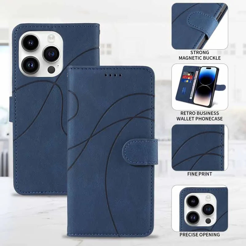 Leather Flip Wallet Case for Motorola Moto G & E Series (G13–G85, E13–E14) – Card Holder Stand Book Cover