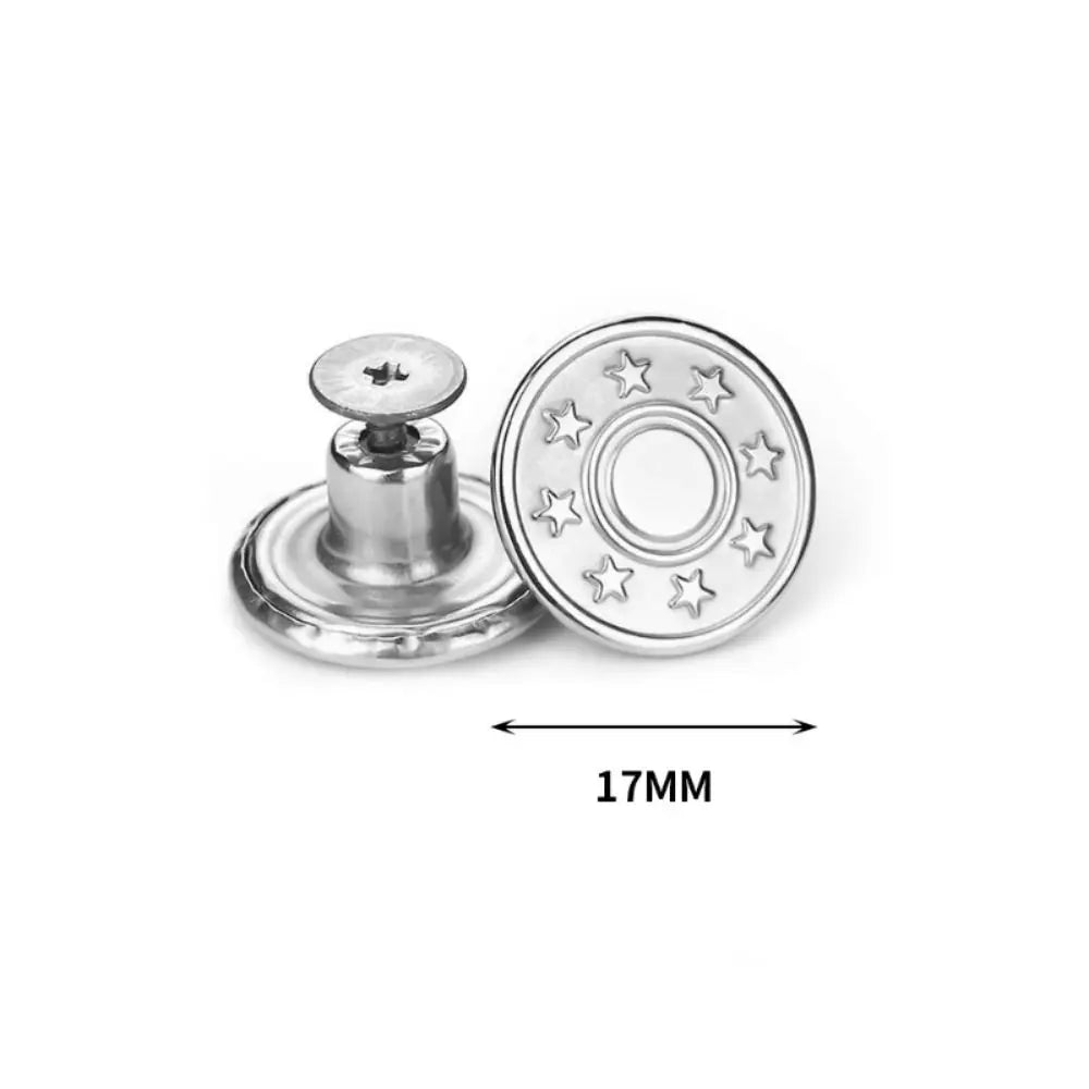 10Pcs 17mm Metal Jeans Buttons – No-Sew Screw Replacement Repair Kit for Pants & Denim