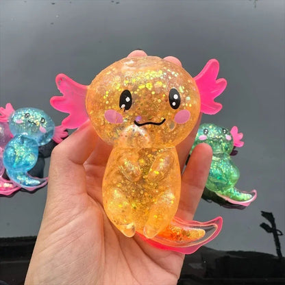 Colorful Axolotl Fidget Toy - Stretchy Squishy Maltose Salamander Squeeze Stress Relief Gift for Kids