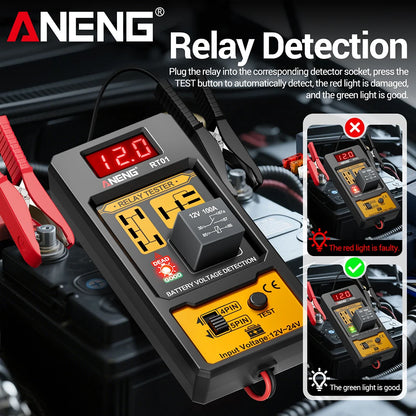 ANENG RT01 Relay Tester - Digital 11-25V Vehicle Battery Voltage Detector for 4/5 Pin Relays