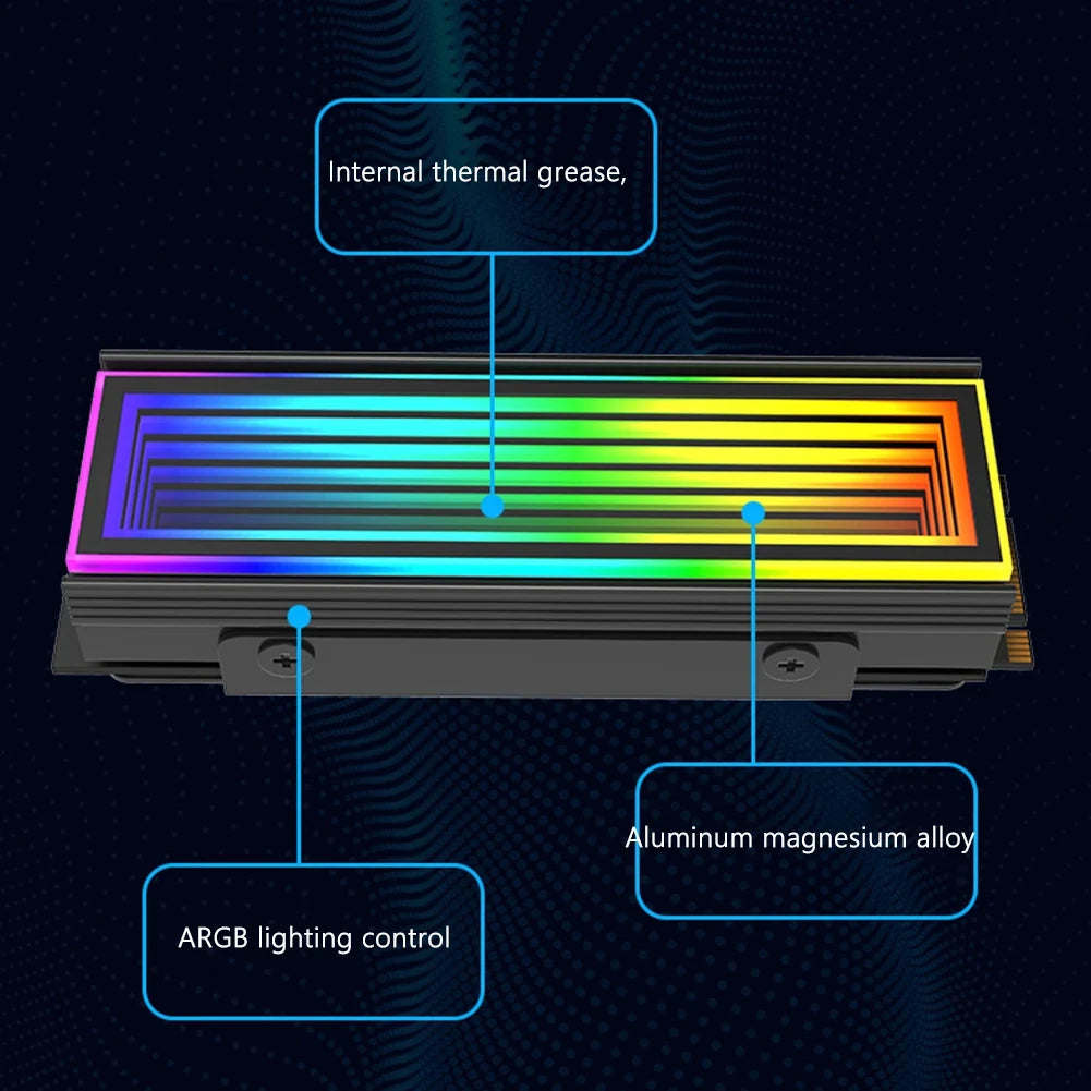 ARGB M.2 NVMe SSD Heatsink - 5V 3-Pin RGB Aluminum Cooler with Aura Sync Support