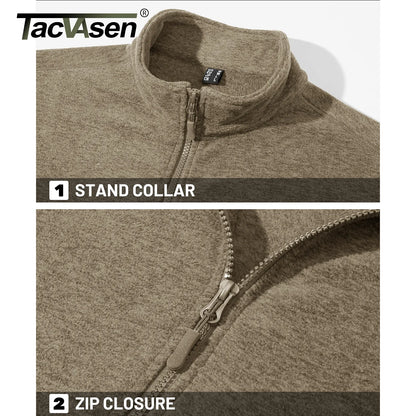 TACVASEN Men’s Lightweight Fleece Jacket - Full Zip Spring Casual Outdoor Sportswear with Pockets & Stand Collar