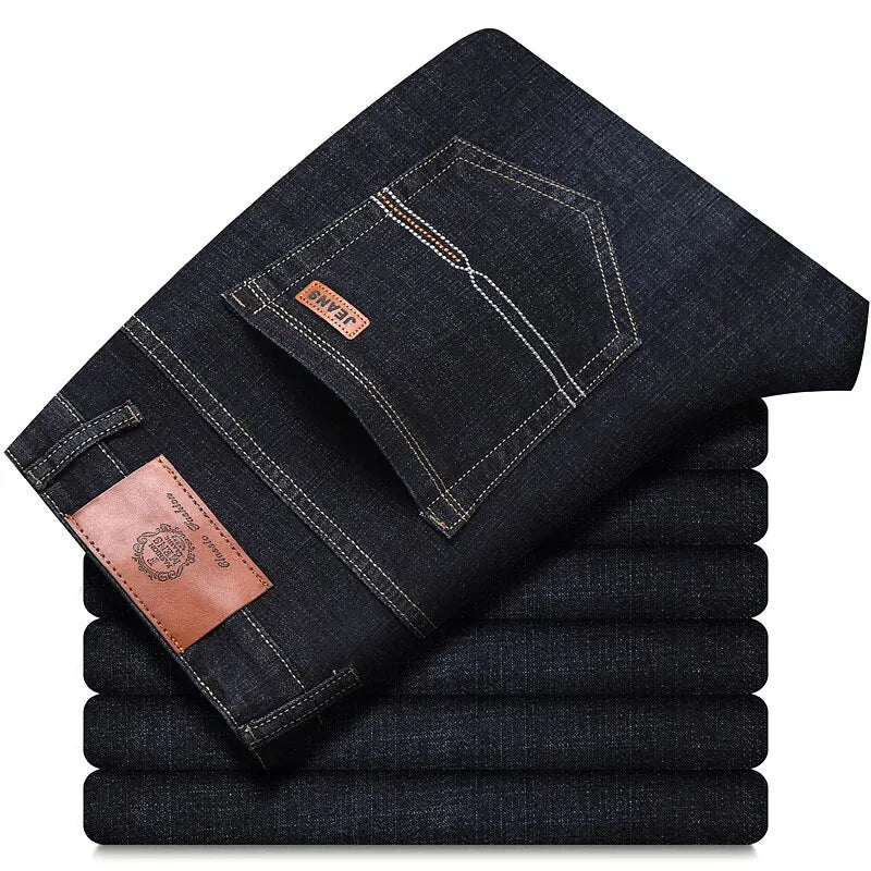 Men’s Classic Black Jeans — Soft Biker Denim Pants Jean Homme Pantalones Hombre Masculino Overalls, Sizes 32-38