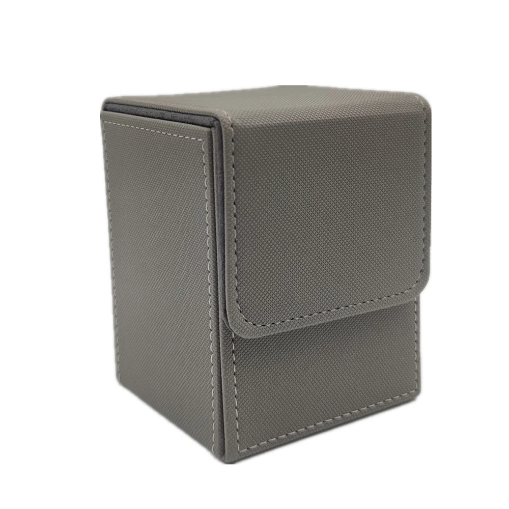 Leather Trading Card Deck Box - Single-Sleeve Storage Case for 100+ Cards