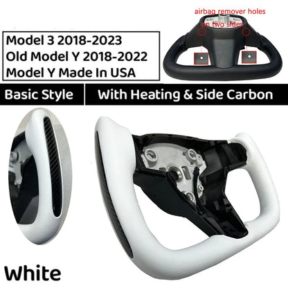 350mm Heated Yoke Steering Wheel – Custom NAPPA Leather Accessory for Tesla Model 3/Y (2018–2024)