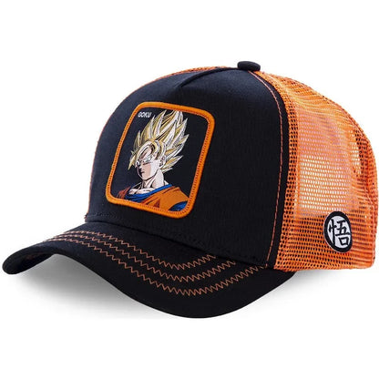 Dragon Ball Son Goku Trucker Cap - Embroidered Adjustable Mesh Sun Visor Hat for Men Summer Travel
