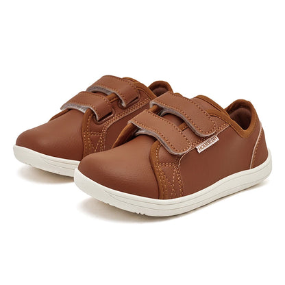 HOBIBEAR Wide-Toe Family Sneakers — Barefoot Minimalist Lace-Up Casual Walking Shoes with Hook & Loop Faux Leather
