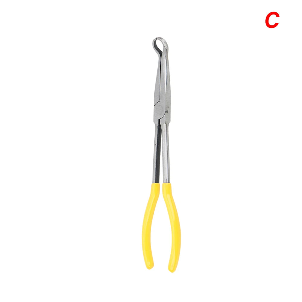 DIY Extra Long Nose Pliers – Straight & Bent Tip Mechanic Hand Tool for Car Maintenance, Spanner & Clip Removal Kit