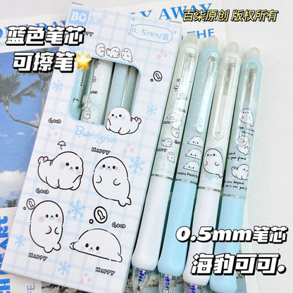 4-Pack Erasable Gel Pens - Blue and Black Ink Friction Pens with Side-Button Design for Kids, School and Studying