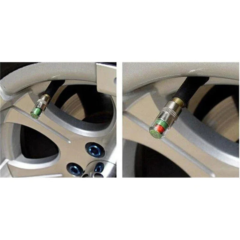 2/4PCS Car Tire Pressure Indicator - External Valve Cap Sensor for Monitoring and  Alerting Tire Pressure