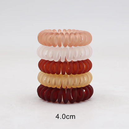 5Pcs Matte Spiral Hair Bands - Fashion Telephone Wire Elastic Hair Ties Stretchable Cord Rubber Bands for Women & Girls