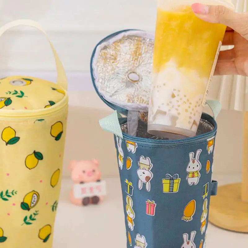 Portable Milk Tea Tote Bag – Insulated Heat Preservation Cup Carrier, Handbag for Drinks, Umbrella, and Camping Accessories