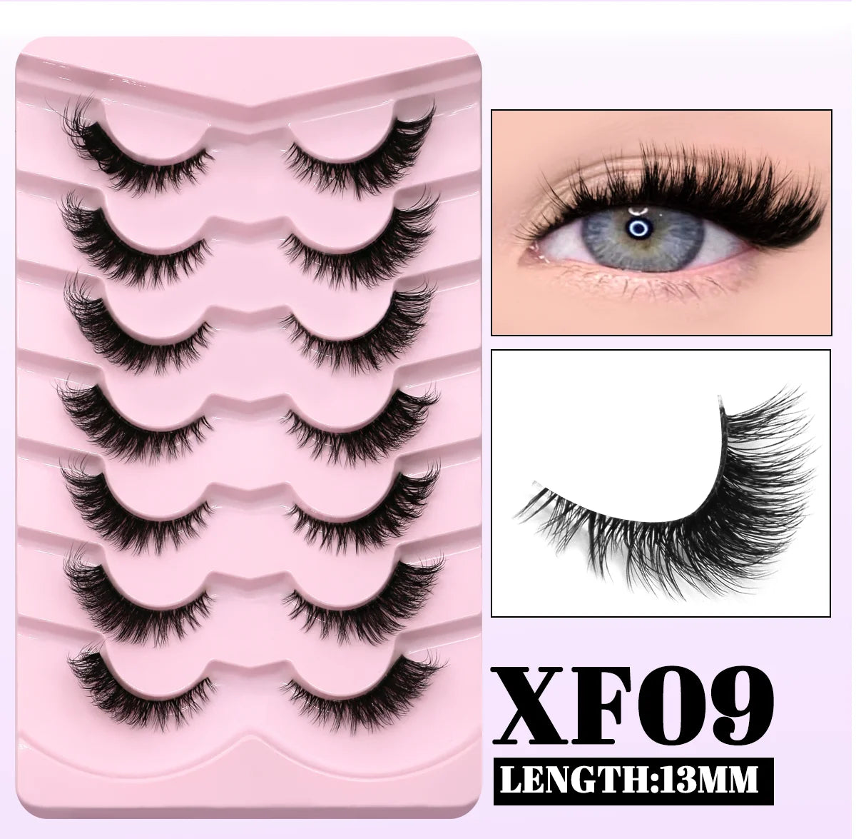 GROINNEYA Cat Eye False Eyelashes – Natural Long Clear Band Winged End Faux Mink Lashes for Eye-Enhancing Makeup