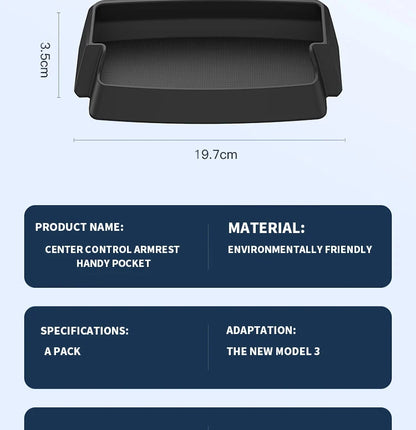 Central Armrest Storage Box for Tesla Model Y/3/3 Highland – Multi-Functional Glasses & Phone Organizer Case, 2024 Accessory