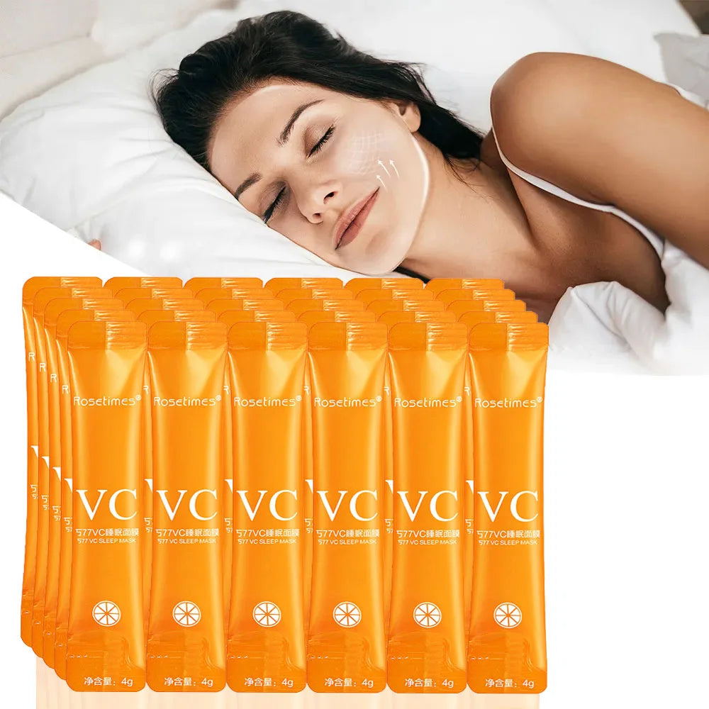 30pcs Vitamin C Sleeping Masks – Disposable Moisturizing, Firming, and Rejuvenating No-Wash Facial Mask for Skin Care