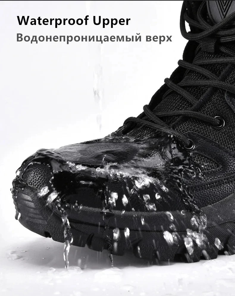 Men's Warm Plush Snow Boots - Lace Up Waterproof High Top, Anti-Slip Winter Boots for Casual & Work Wear