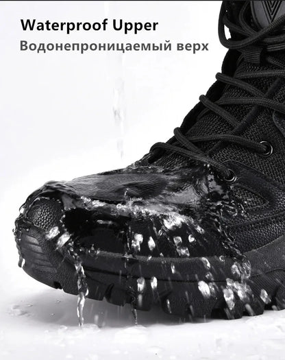 Men's Warm Plush Snow Boots - Lace Up Waterproof High Top, Anti-Slip Winter Boots for Casual & Work Wear