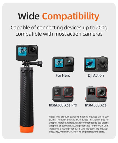 BSLIUFANG Underwater Buoyancy Pole Selfie Stick Tripod — Extendable Mount for GoPro, Insta360, DJI Osmo, and Sports Cameras