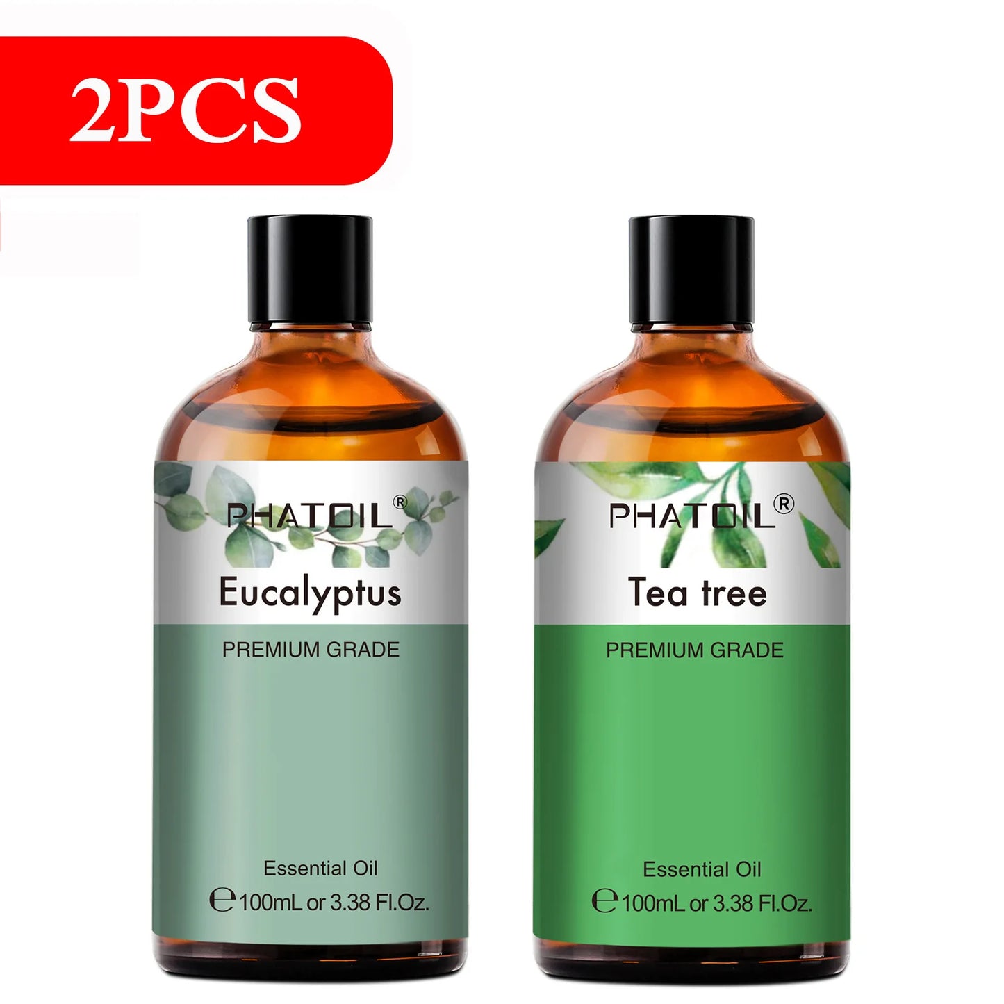 PHATOIL 100ml Aromatherapy Essential Oil Set – Lavender, Rose, Vanilla, Eucalyptus, Sandalwood & Pine Needles for Diffusers & Candle Making