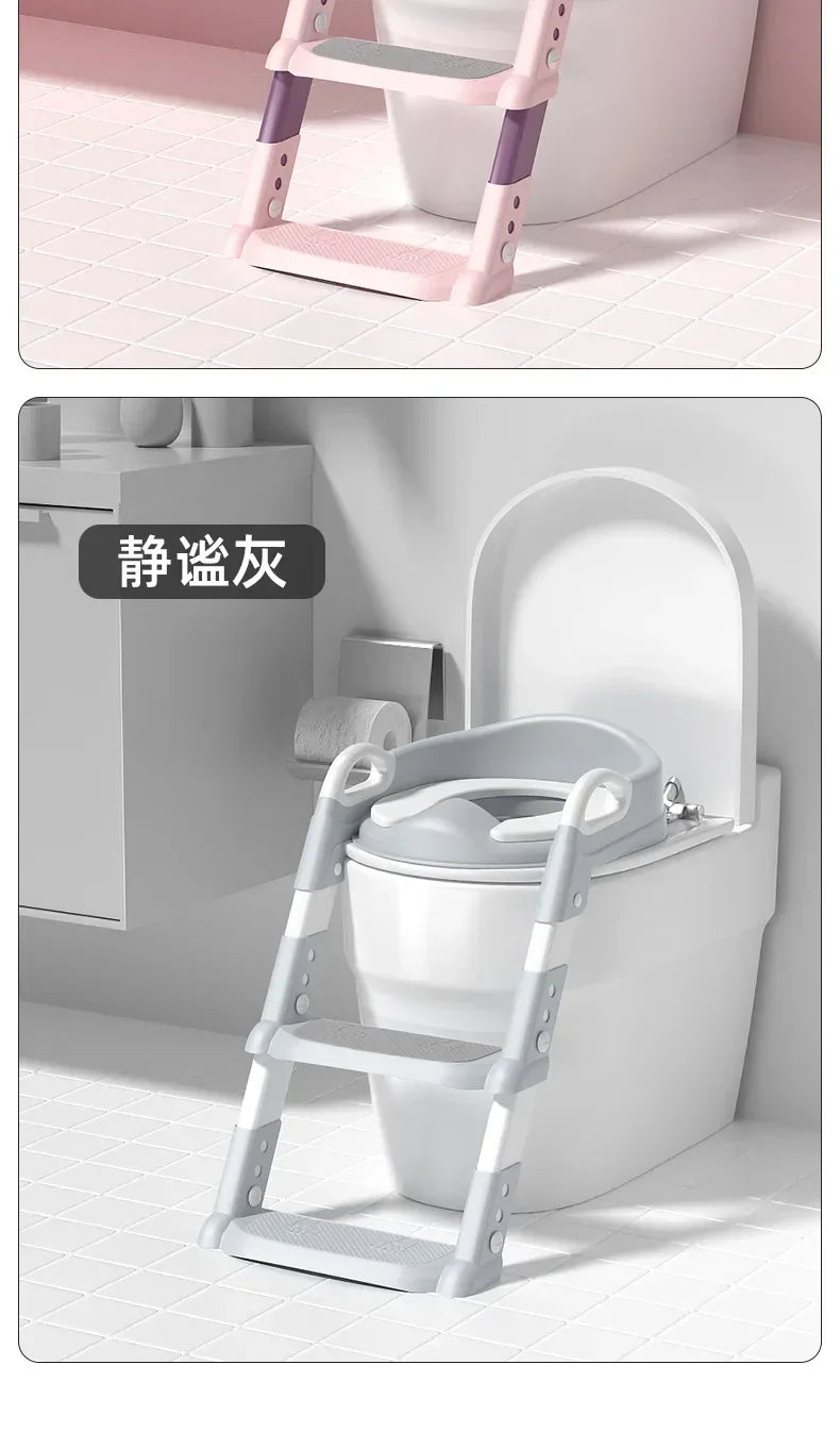 Children's Toilet Seat & Step Stool – Folding Toilet Ring with Stairway for Boys & Girls