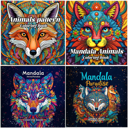 24-Page Mandala Animals Coloring Book - Creative Art & Stress Relief Activity Book for Adults, Gifts & Parties