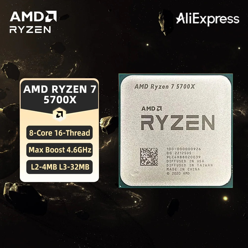 AMD Ryzen 7 5700X – 8-Core 16-Thread Desktop Gaming CPU, Up to 4.6GHz, Socket AM4