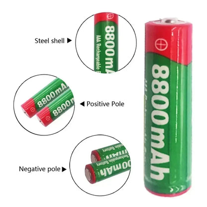 NEW 8800mAh Rechargeable AAA Alkaline Battery – 1.5V for Clocks, Mice, Computers, Toys & More