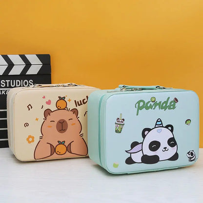 Kawaii Capybara Makeup Bag, Large Capacity Waterproof Anime Cosmetic Storage Handbag for Travel & Organization