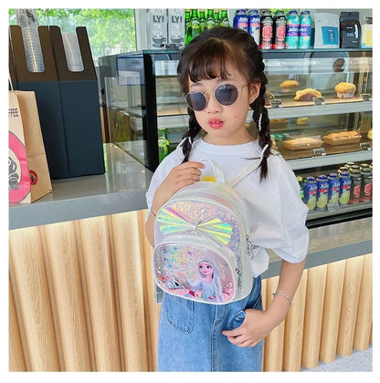 Disney Frozen Elsa & Anna Sequins Backpack - Fashion Glitter PU Leather School Bag for Girls, Kawaii Travel Backpack & Christmas Gift