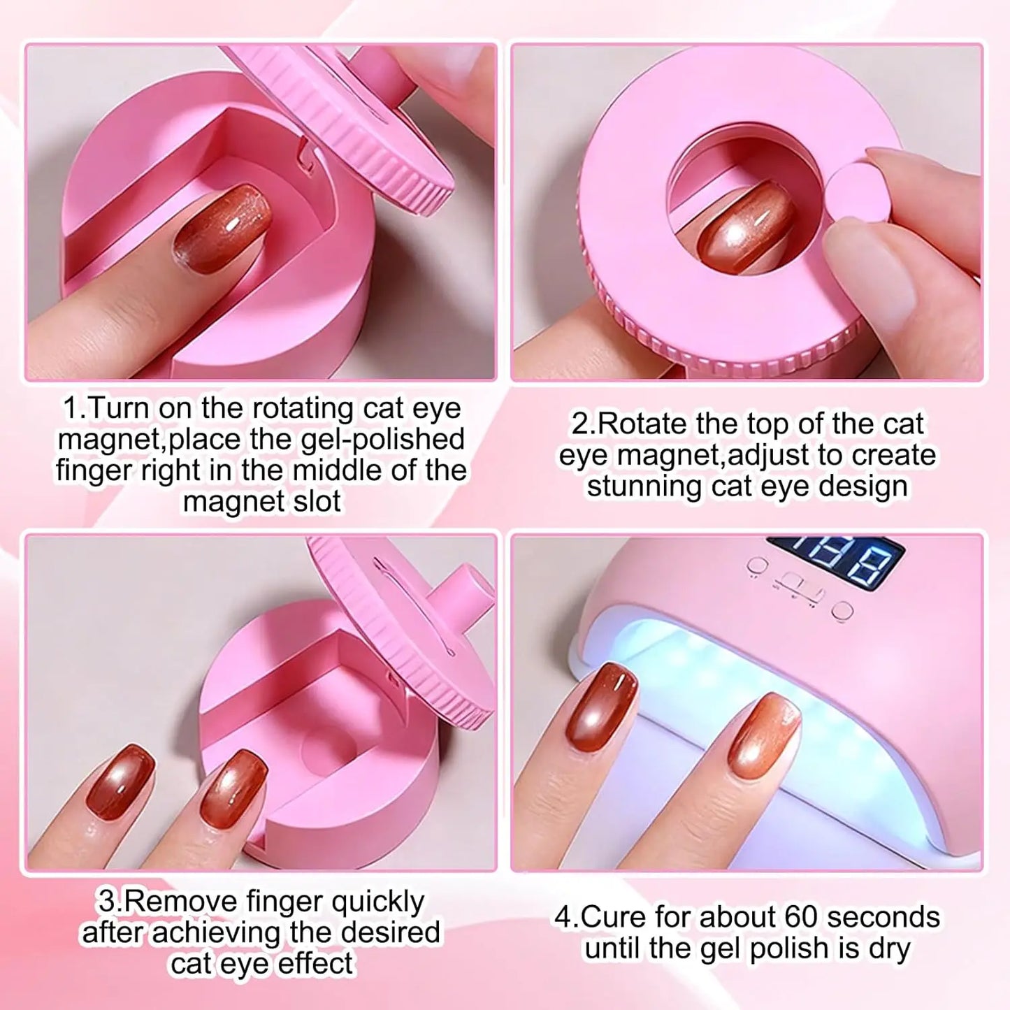 Cat Eye Nail Magnet - Rotating Wide Light Glass Bead Magnetic Tool for Gel Polish Nail Art