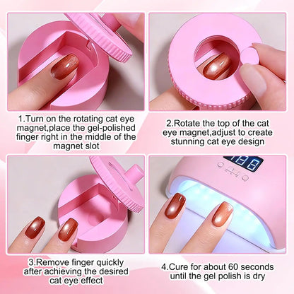 Cat Eye Nail Magnet - Rotating Wide Light Glass Bead Magnetic Tool for Gel Polish Nail Art
