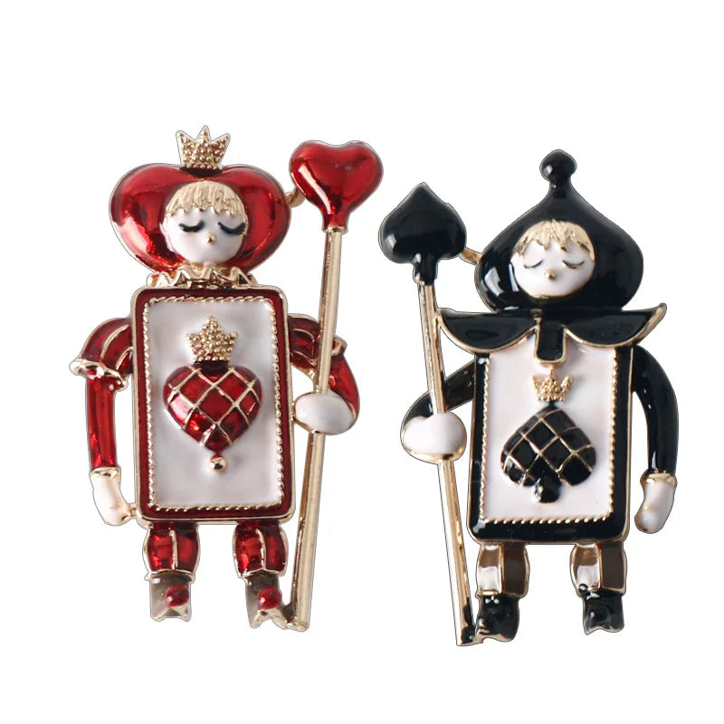 Cartoon Playing Card Soldier Brooch - Cute Red Peach Pin Badge for Bags & Accessories