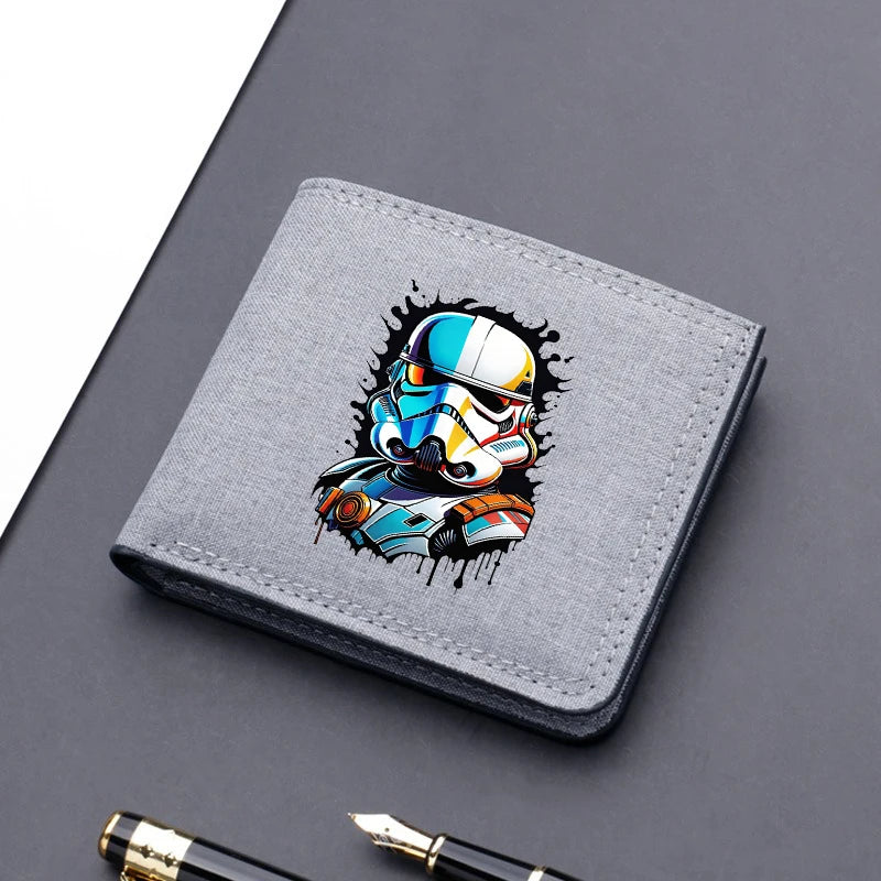 Star Wars Men's Canvas Wallet – Black/Blue/Gray Short Purse, Card Holder & Money Bag with Credit Card Case