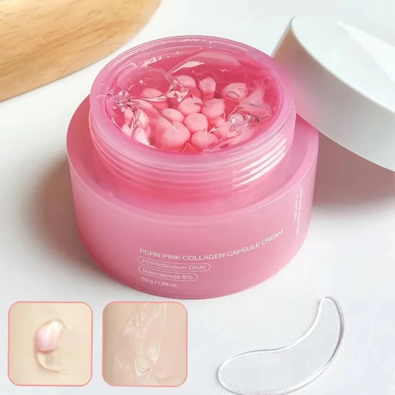 PDRN Pink Collagen Capsule Cream - Niacinamide Lightweight Moisturizer for Uneven Skin Tone and Daily Face Care