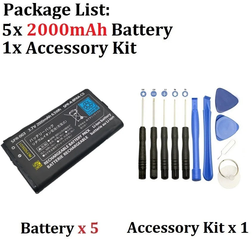 SPR-003 2000mAh Rechargeable Battery - Li-Ion Replacement for Nintendo 3DS LL, 3DS XL, New 3DS LL & New 3DS XL with Tool Kit