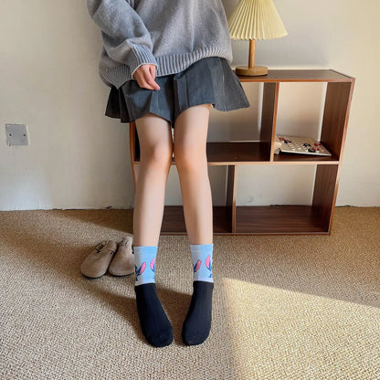 Disney Kawaii Stitch Cotton Socks - Medium Length Combed Cotton Socks, Perfect Birthday Gift for Girls & Boys